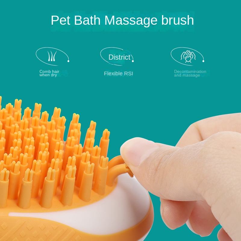 2-in-1 Dog & Cat Bath Brush – Soft Silicone Pet Shower & Massage Grooming Tool