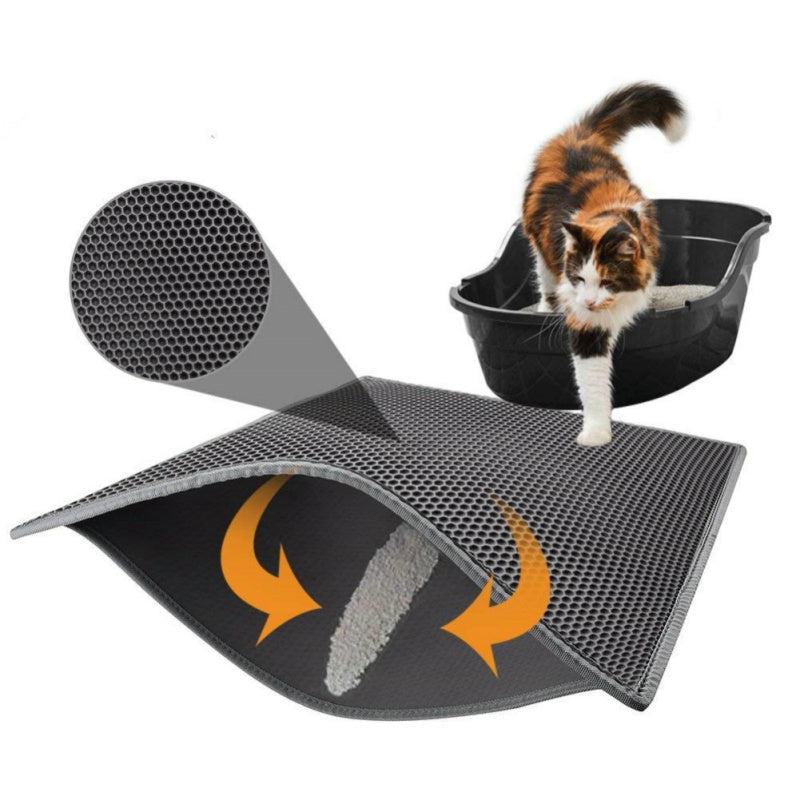 Honeycomb Litter Trap Mat – Waterproof Double-Layer Cat Litter Pad