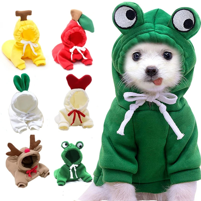 Cute Fruit Hoodie – Warm Winter Fleece Outfit for Small Dogs & Cats