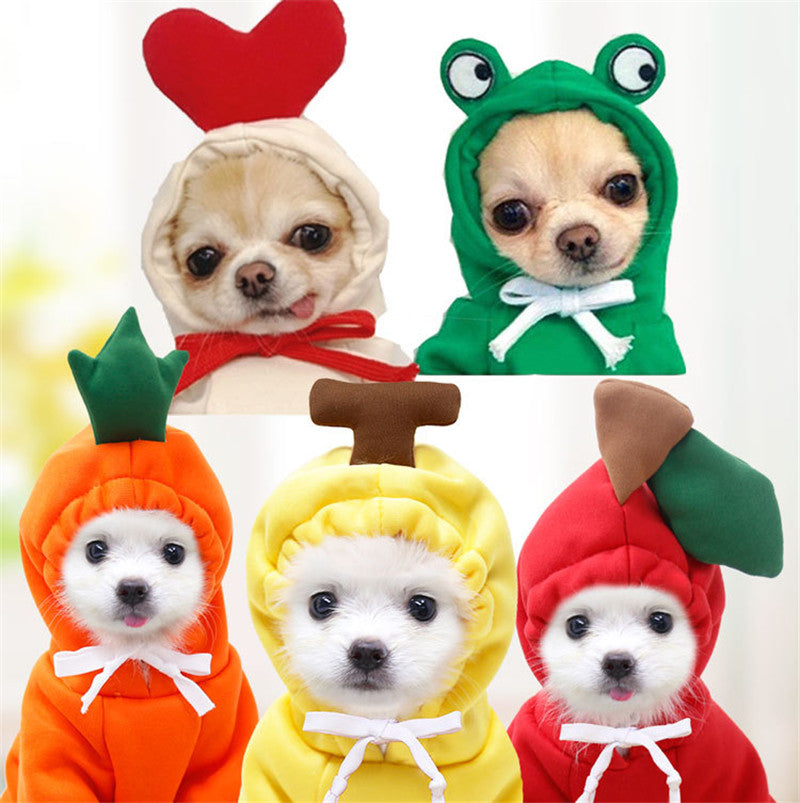 Cute Fruit Hoodie – Warm Winter Fleece Outfit for Small Dogs & Cats