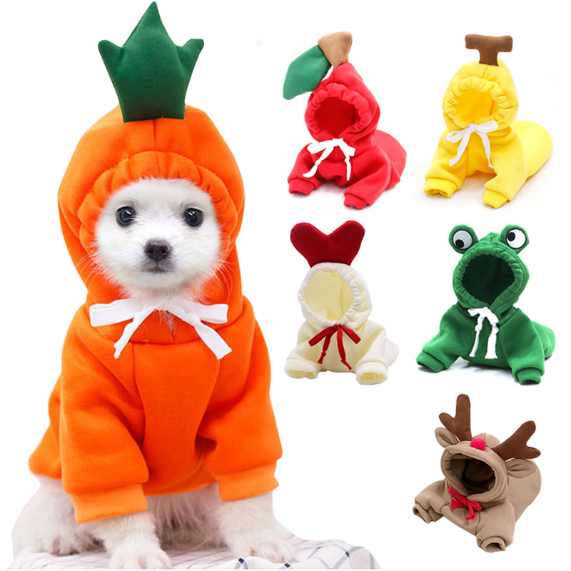 Cute Fruit Hoodie – Warm Winter Fleece Outfit for Small Dogs & Cats