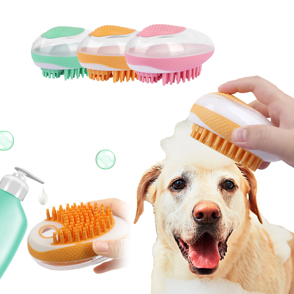 2-in-1 Dog & Cat Bath Brush – Soft Silicone Pet Shower & Massage Grooming Tool
