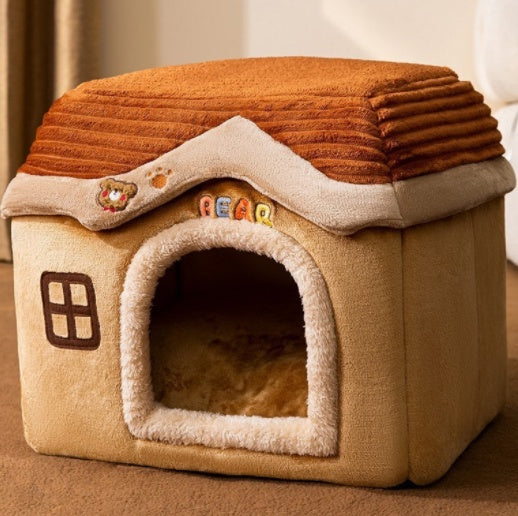Cozy Cave House – Foldable Winter Bed for Dogs & Cats