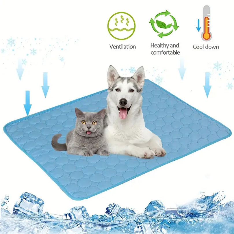 Summer Cooling Mat – Ice-Silk Comfort Pad for Dogs & Cats